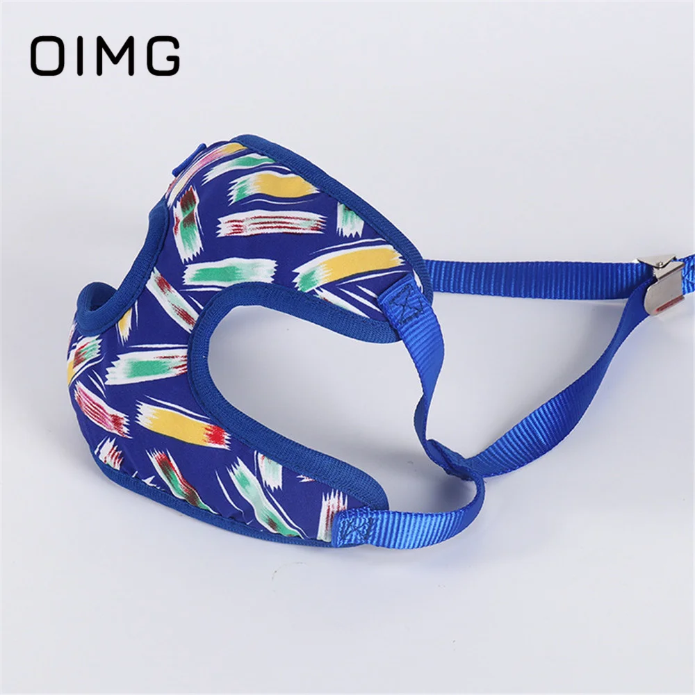 

OIMG Multicolor Graffiti Dog Harness Dog Leash Adjustable Vest Chest Harness Pet Supplies Retractable Small Medium Dogs Rope