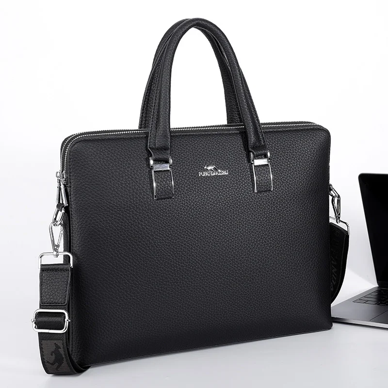 Sac à main d'affaires en cuir pour hommes, sac à bombes de grande capacité, sac de messager lancé par un homme, sac pour ordinateur portable de bureau