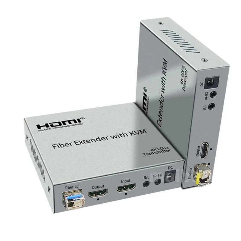 4K 60Hz HDMI KVM Extender over single mode LC Fiber Optic Cable 20Km HDMI USB Fiber Extender Transceiver Support Mouse Keyboard