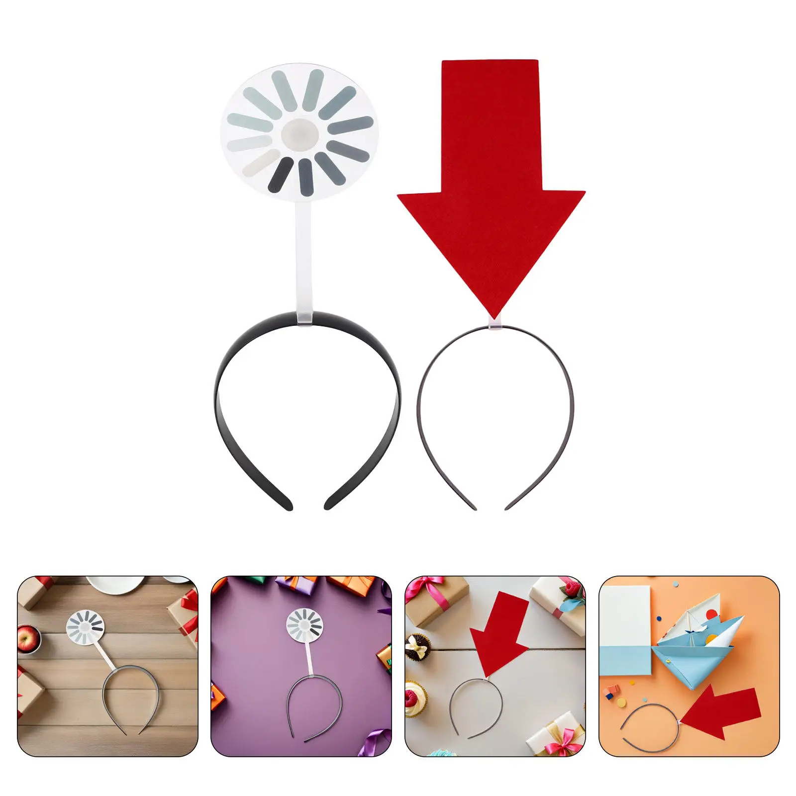 

4Pcs Loading Creative Headband Spinning Headband Unique Hair Accessories Fun Party Headwear for Adults Holiday Gathering Photo