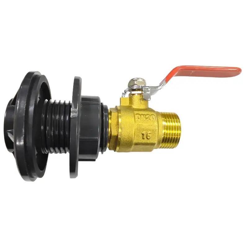

1 Set PVC Rain Barrel Spigot Kit Copper Alloy Faucet With Partition Accessories For Aquarium And Livestock Drainage Adapter
