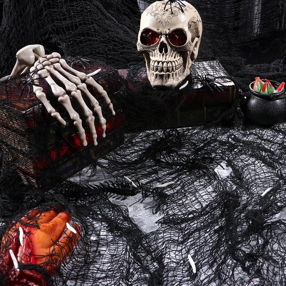 

Spooky Halloween Cloth 4Pcs Creepy Cloth Decoration Set Soft Polyester Netting Haunting Party Backdrop for Gates Doorways