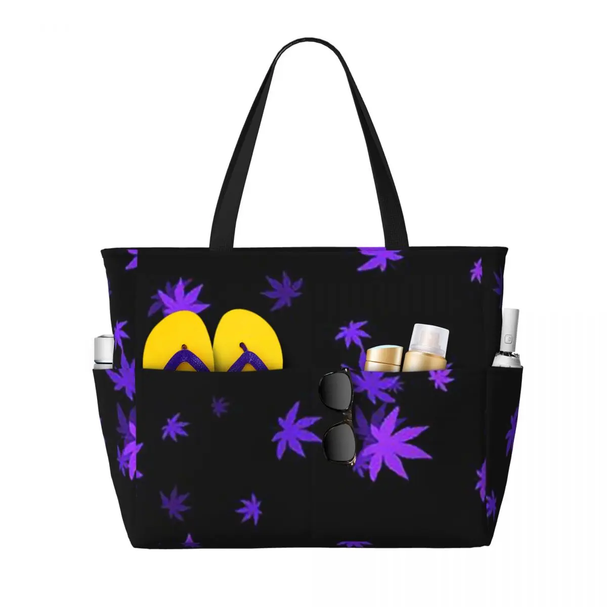 Hemp Leaf Pattern (8) Beach Tote Bag Sport Gym Yoga Duffle Large Tote Bag Women Travel Bag Fitness bag