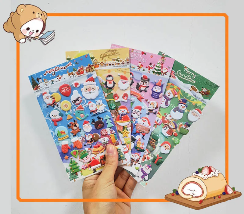 3D Christmas Puffy Stickers for Kids Cute Foam Xmas Stickers for Scrapbook DIY Phone Card Envelopes with Santa Snowman Tree