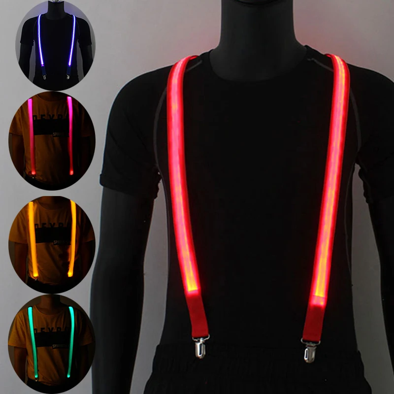 NEW Glowing Bow Suspenders for Men Wedding Accessories Tie Glow in The Dark Bright Materials Birthday Festival