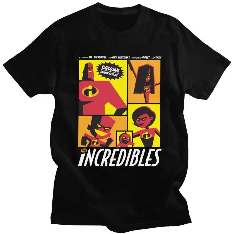 Custom The Incredibles Comics T Shirts Men Pure Cotton Tee Tops Tshirt Short Sleeve T-shirt Clothes