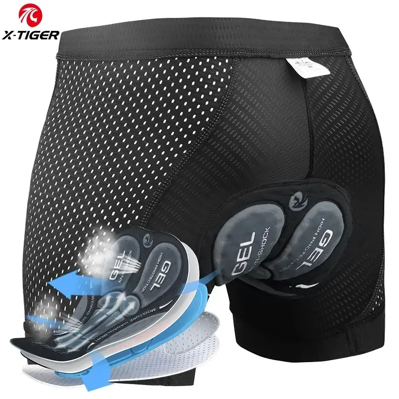 X-TIGER Fahrrad-Unterwäsche MTB Radlerhose 5D Gel Gepolsterte Fahrradhose Stoßdämpfung Atmungsaktive Herren-Radunterwäsche