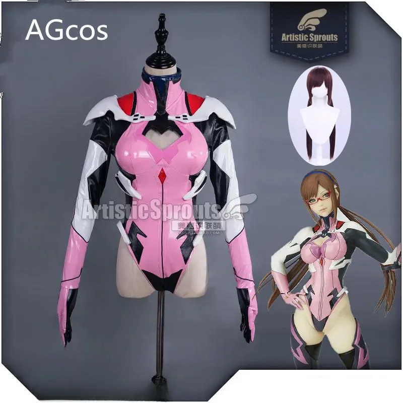 AGCOS Game EVA Mari Makinami Illustrious Cosplay Costume Ver. Woman Jumpsuits EVA Christmas Cosplay Wig Outfits Clothes Sets