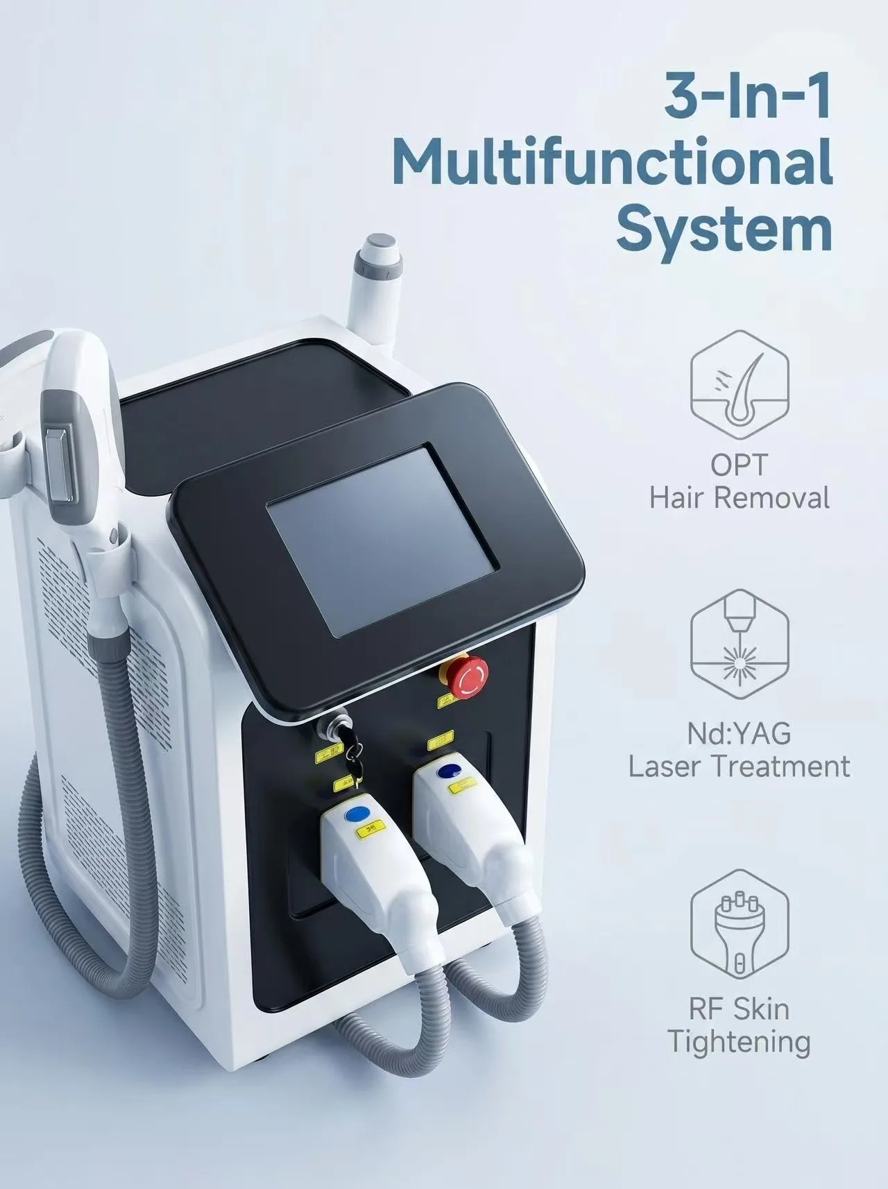 3 In 1 OPT IPL Diode Laser Beauty Machine Permanent Hair Removal Laser Tattoo Removal RF Skin Lifting Whitening