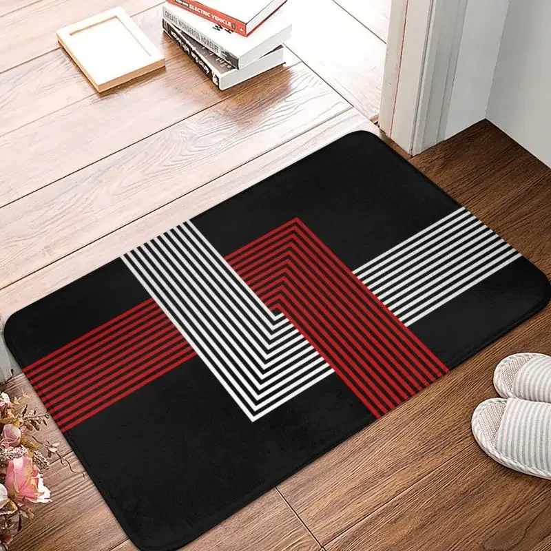 Minimalist Connected Crossed Geometric Pattern Front Door Mat Anti-Slip Outdoor Geometry Kitchen Balcony Entrance Rug Carpet