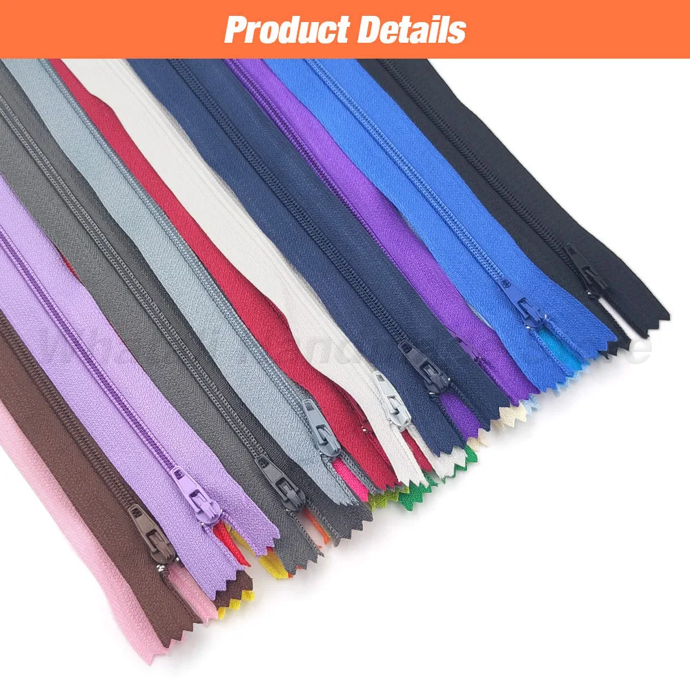10-100Pcs 20cm 7.87inch #3 Nylon Zippers Nylon Coil Zipper Closed-End For DIY Tailor Garment Handbag Cloth Sewing Accessories