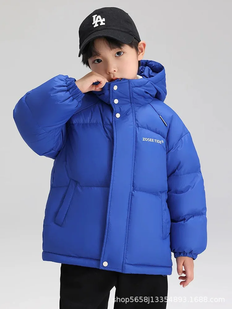 

Boys Down and cotton Jacket Windbreak Outerwear 2024 Blue Winter Autumn Warm Cotton Christmas Gift Children's Clothing