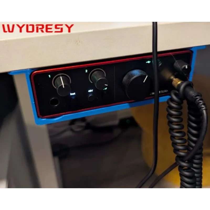 WYORESY for Focusrite (Solo4Gen) Shock Absorption Audio Interface Under Desk Fast Heat Release No Drill Bracket Hidden Storage