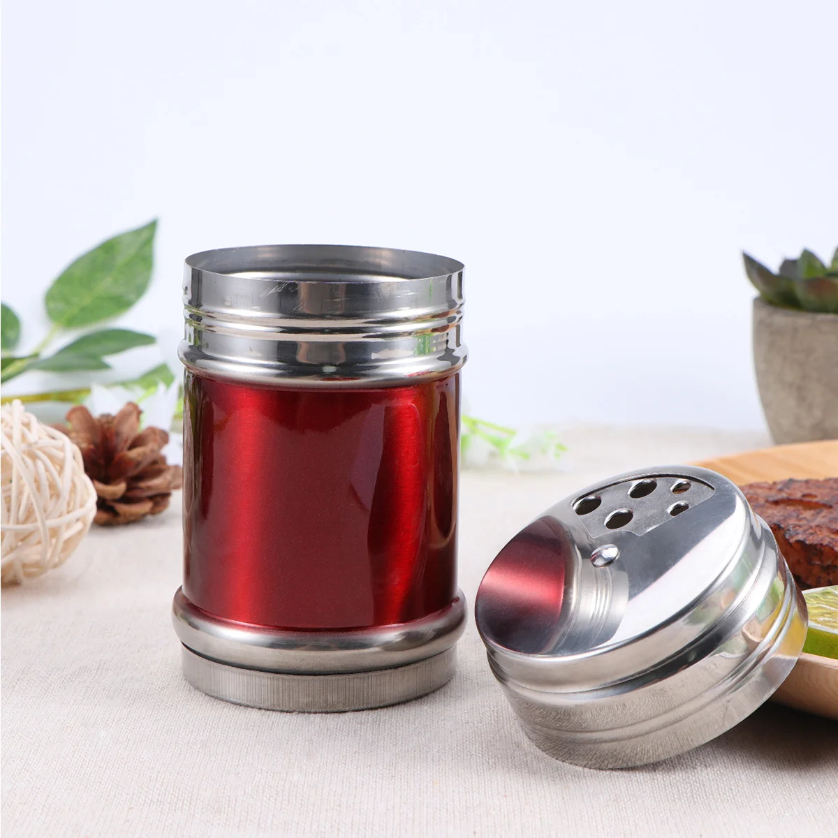 

Large Stainless Steel Colorful Seasoning Shaker Pepper Salt Sugar Spice Powder Cooking Shaker Kitchen Barbecue Bottle