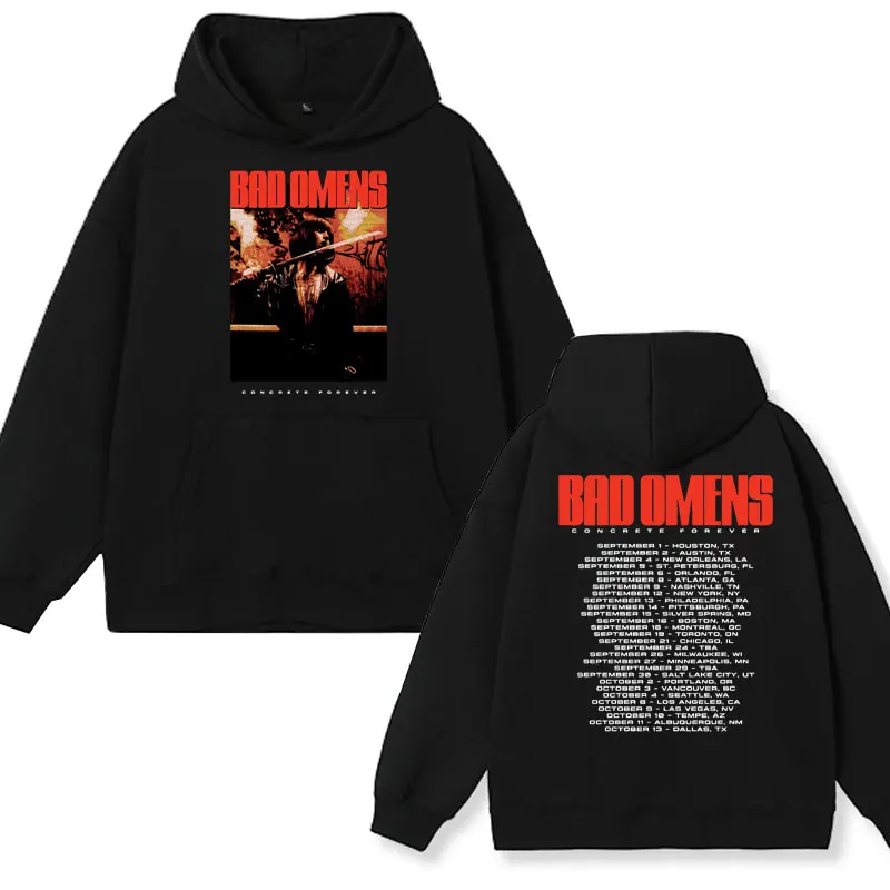 Bad Omens Band Music Tour Print Hoodie Male Concrete Jungle Tour Trend Sweatshirts Autumn and Winter Vintage Hoodies Men Women