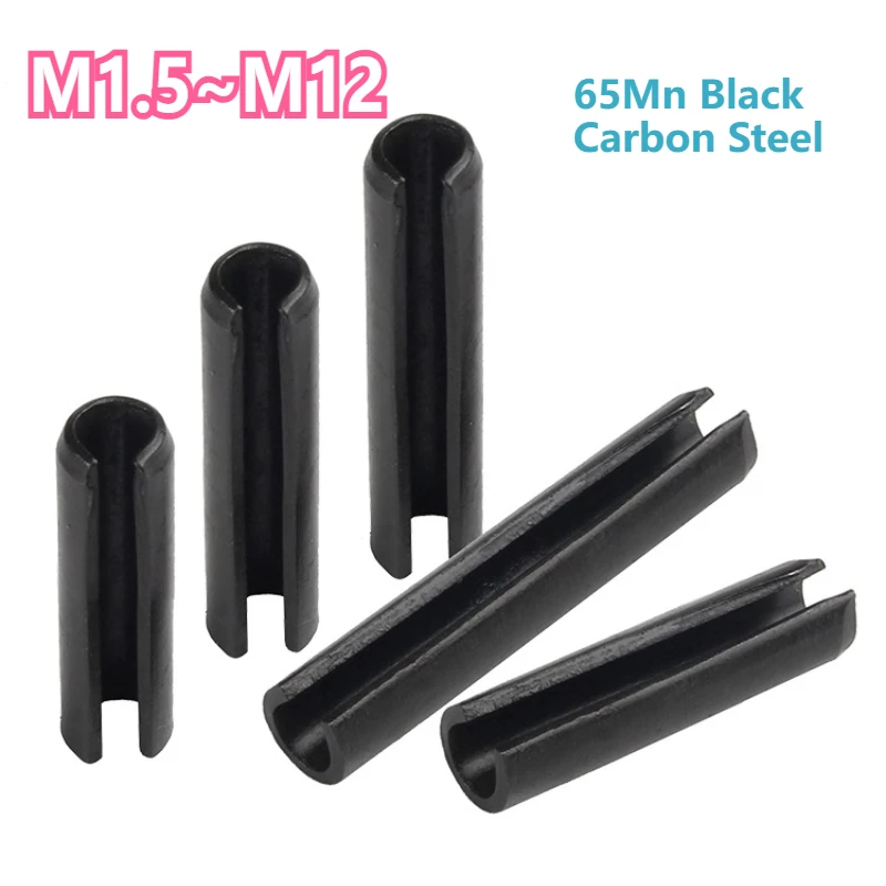 

20/50pcs Slotted Spring Dowel Tension Roll Pins 65Mn Black Carbon Steel M1.5M2 M2.5 M3 M4M5 M6M8M10M12 Spring-Type Straight Pins