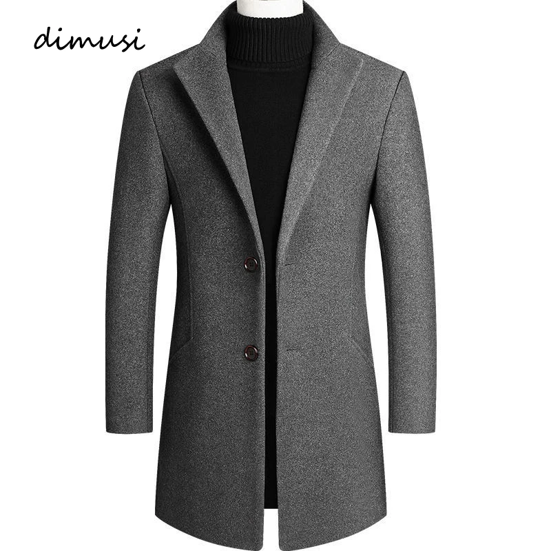 

Autumn Winter Men's Wool Jackets Casual Mens Mid-Long Trench Coats Male Solid Color Woolen Warm Business Jackets Clothing