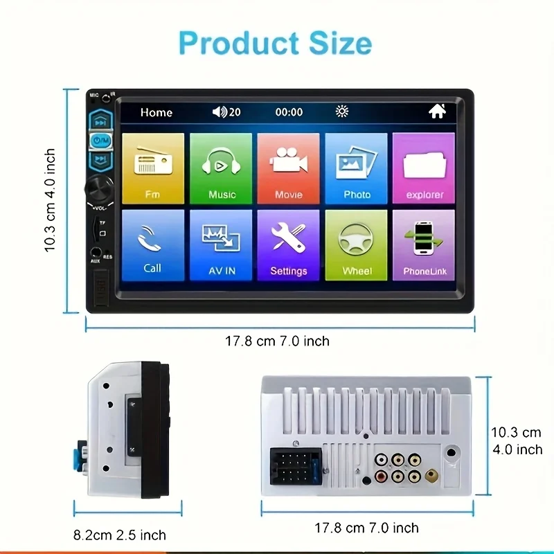 7inch HD Double Din Player MP5 Touch Screen Digital Display Mirrorlink Multimedia Build-in Autoradio AUX USB SD Function