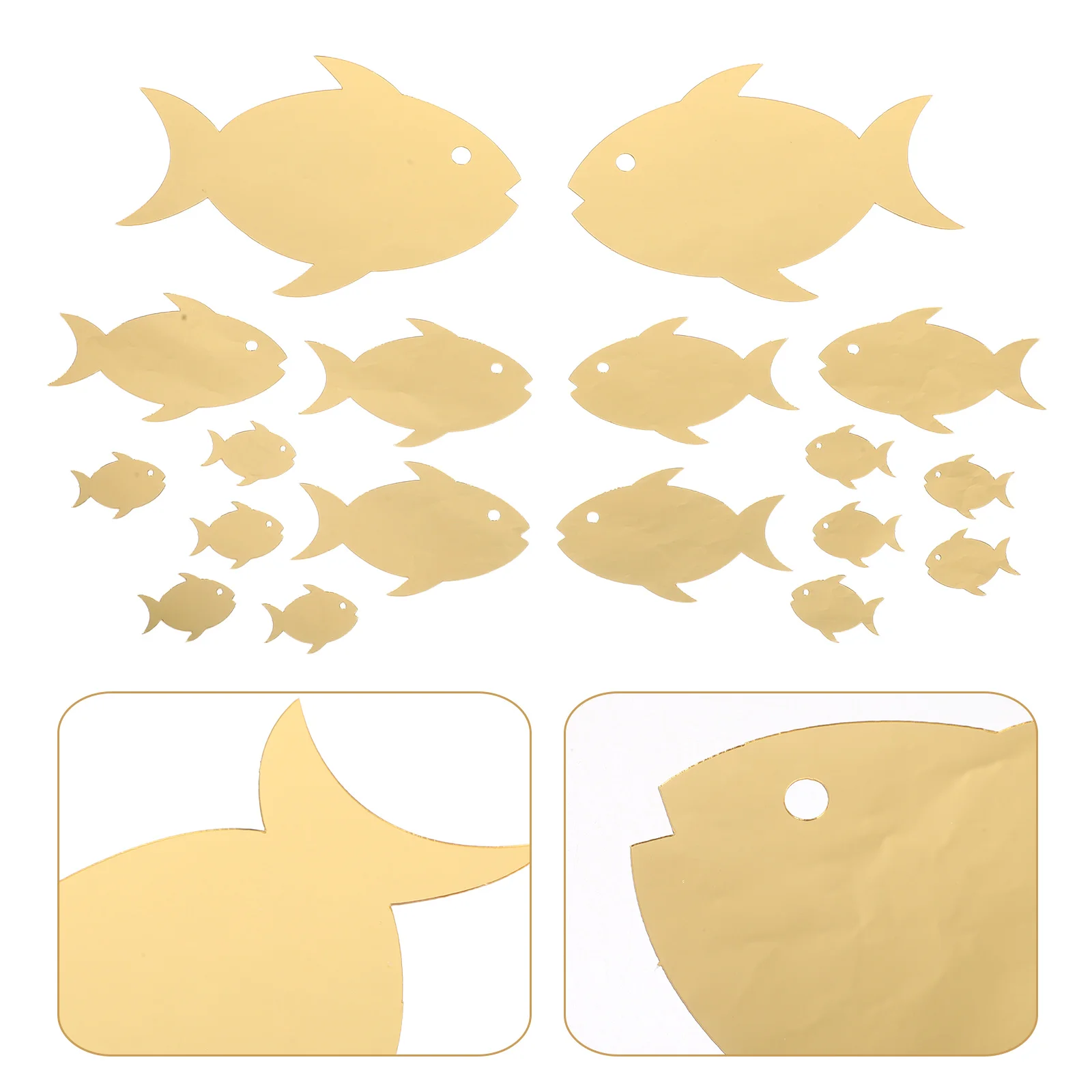 

2 Sets Fish Shaped Acrylic Mirror: Crafting Animal Wall Art Decal Decorative Frameless Mirrors Lovely Coastal Sticker Nautical S