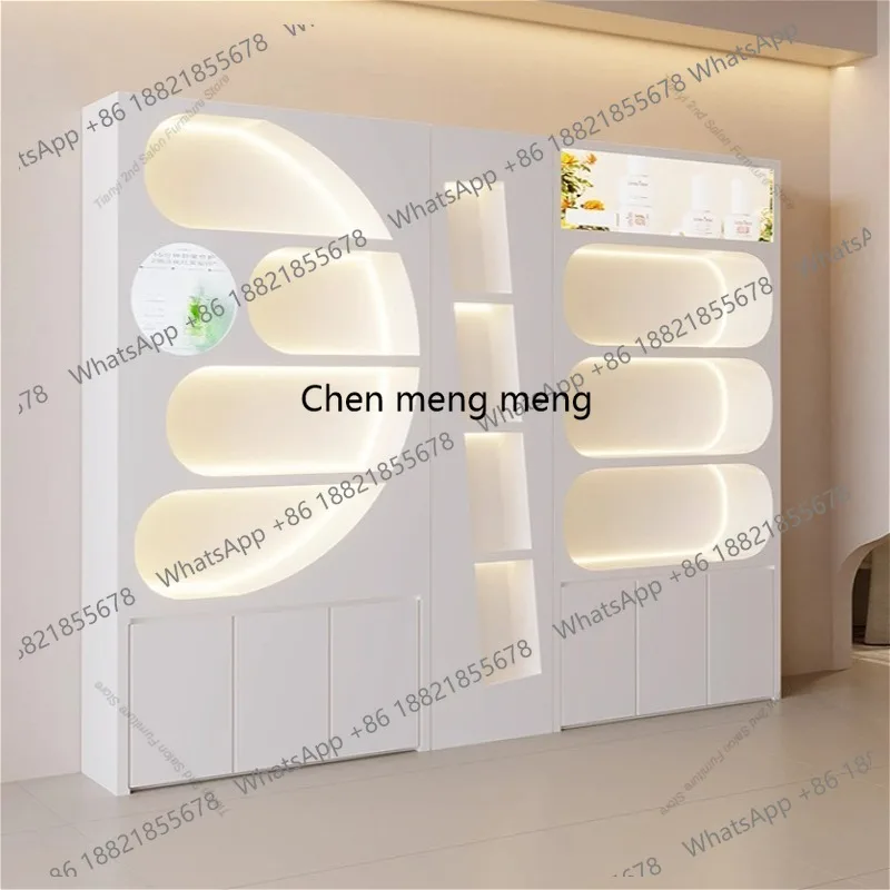 Nordic Cream Style Cosmetics Display Cabinets Modern Beauty Salon Skin Care Products Rack Shelf Art Storage Rack Furniture