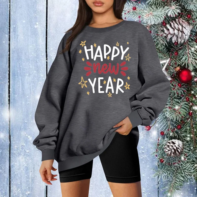 2025 New Year pullover top, long sleeved loose sportswear