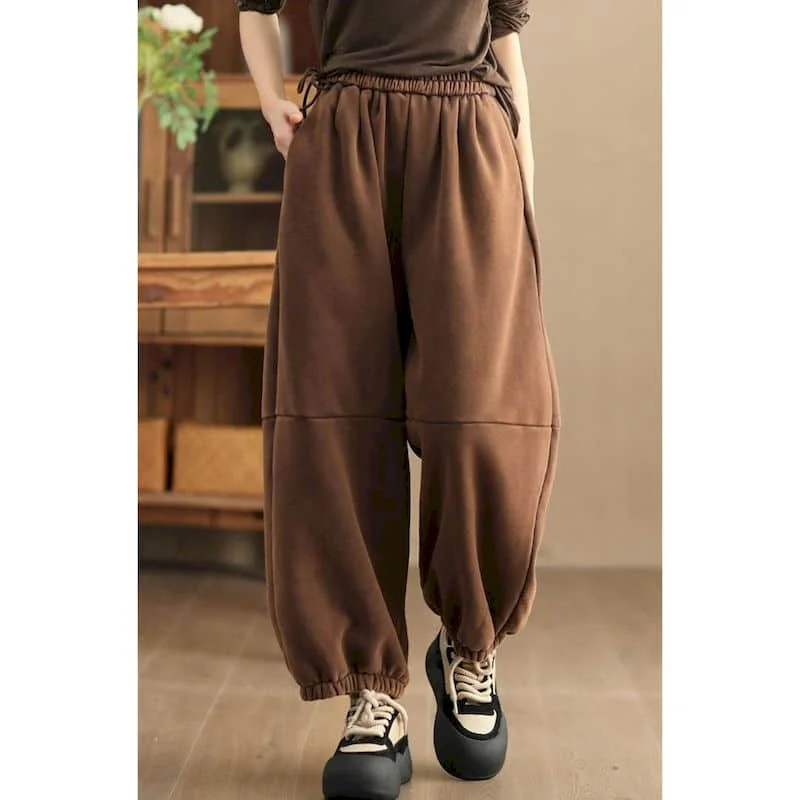 Solid Harem Pants Women Plush Pants Y2k Clothes Korean Style Casual Elastic Waist Baggy Pants Loose Sweatpants Women Trousers