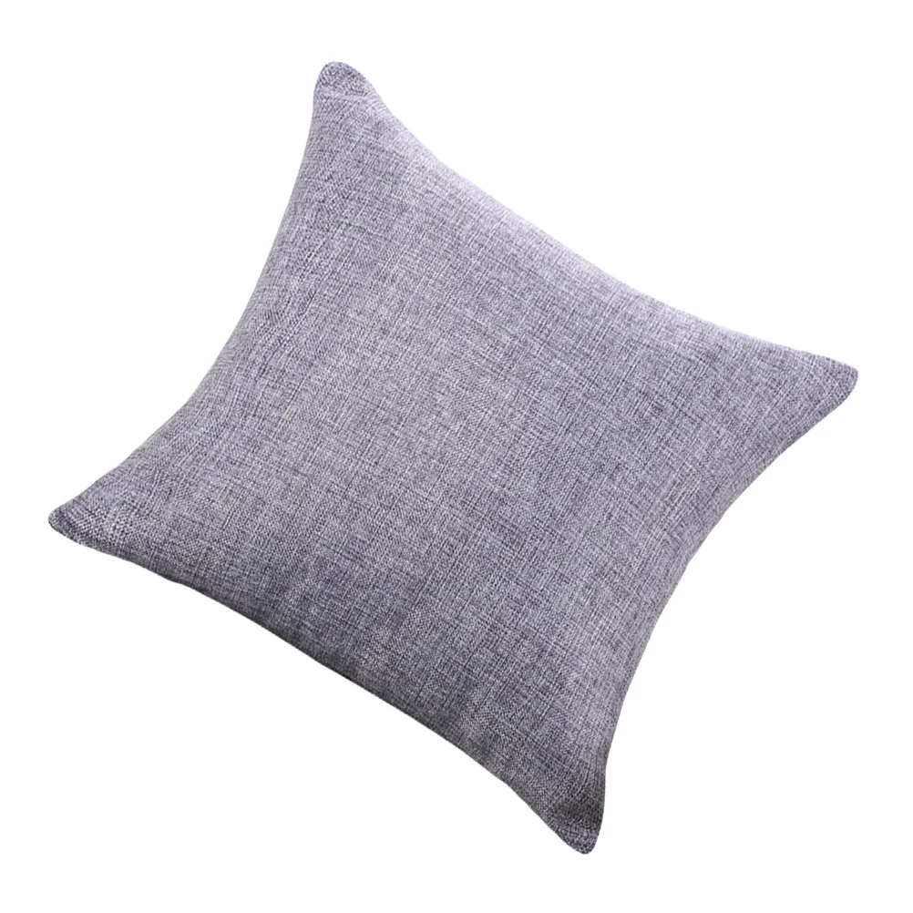 

Breathable Flax Cushion Cover 50x50cm Grey Machine Washable Pillow Cover for Sofa Bed Office Holiday Party Decor