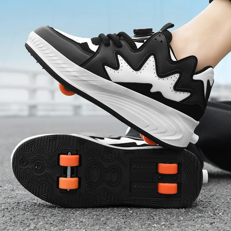 

4 Wheels Roller Skates Shoes Deform Quad Skate 2 in 1 Kids Casual Deformation Parkour Runaway Sneakers Unisex Footwear Gift 2024