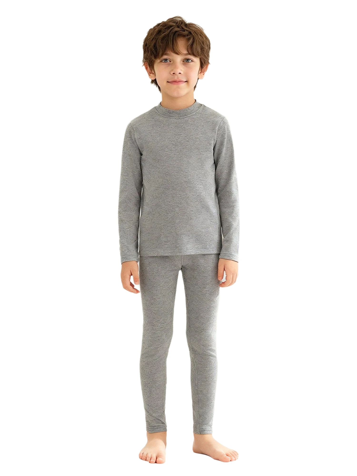 Kids 2 Piece Thermal Underwear Set Long Sleeve Round Neck Top Leggings Soft Breathable Warm Cotton Autumn Winter Sleep Casual