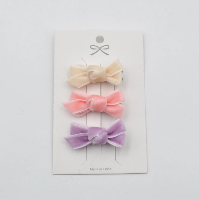 100Pcs/Lot 1.4inch Mini Velvet Ribbon Bow Hair Clips Tiny Bow Hairpins For Kids Baby Girl Hair Accessories