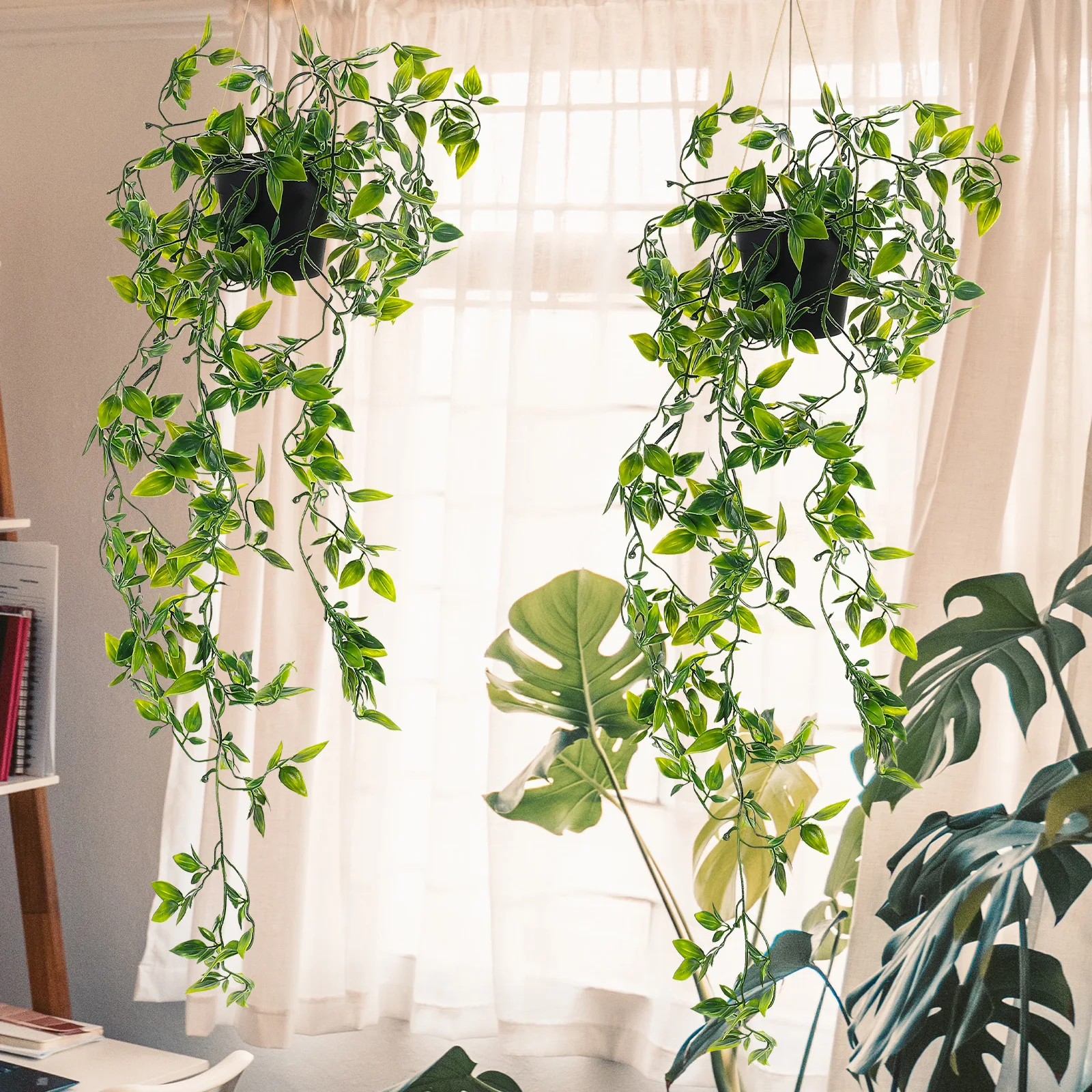 

3Pcs Artificial Hanging Potted Plants Lifelike Greenery Simulation Home Wedding Christmas Decor Faux Hanging Planters