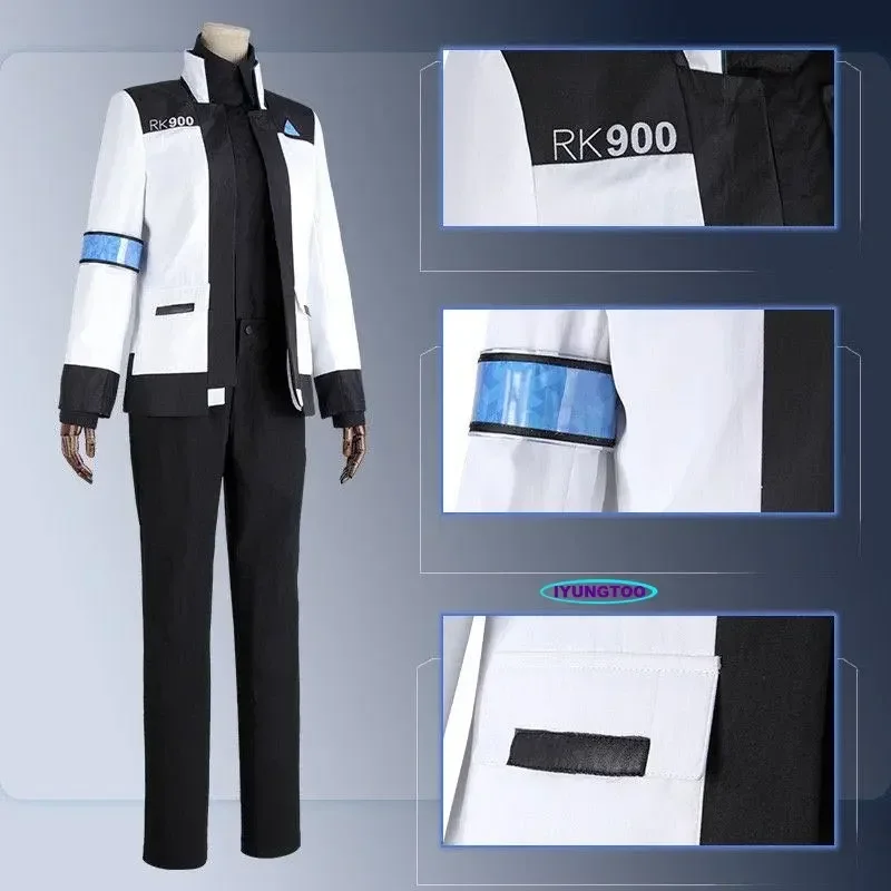 Detroit:Become Human Connor  RK900 Agent Suit Uniform Cosplay Men and women Costume For Halloween Free Shipping Jackets full set