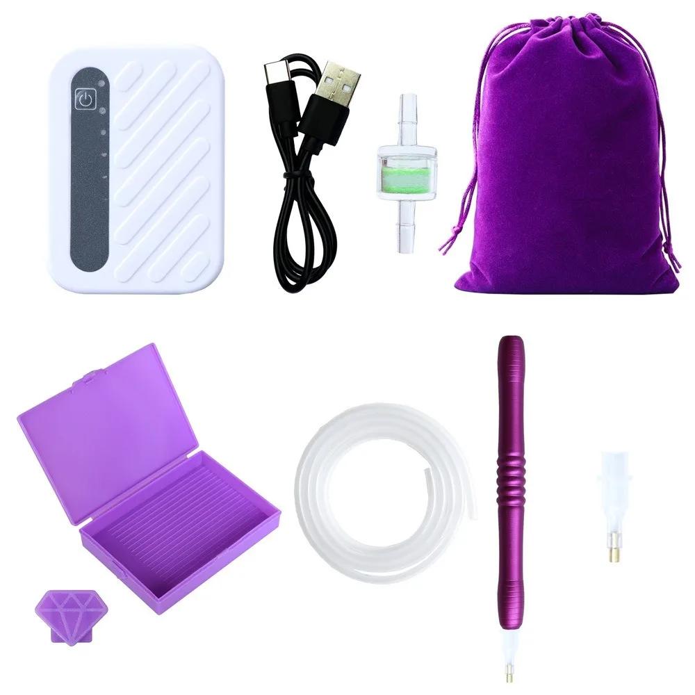 NONE DIY Handwerk Vakuum Diamant Malerei Stift Kits Langlebige und stabile Perlenplatten Diamant Malerei Werkzeug Ablagefach USB-Kabel 6