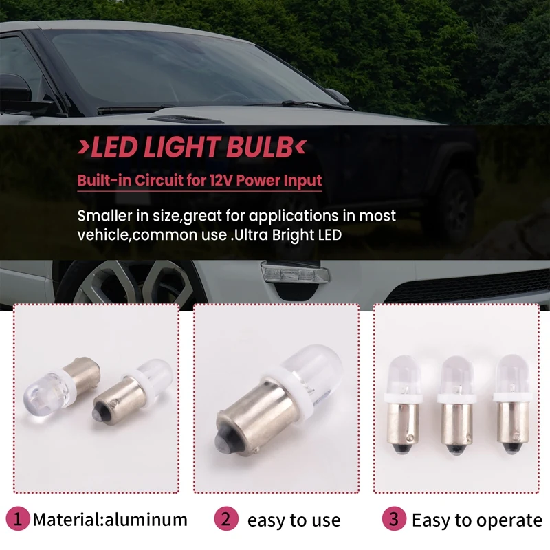 20Pcs BA9S 1895 H6W 53 57 Bayonet LED Light Bulbs For Car Map Lamp 12V White-AT35