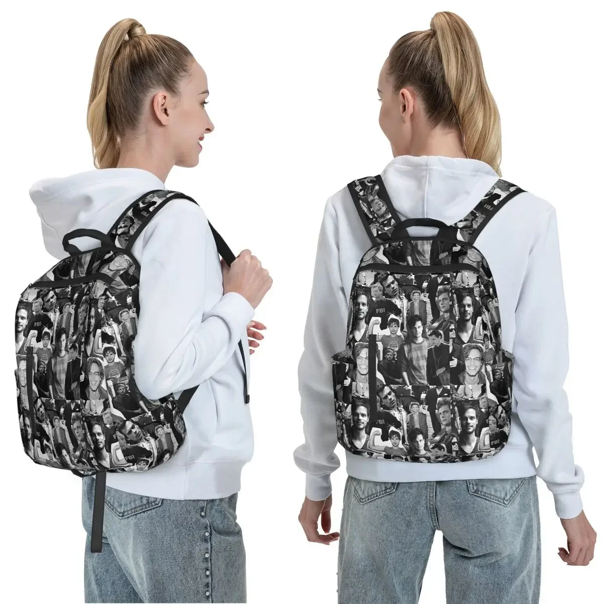 Matthew Gray Gubler Collage Backpack Daypack Kids BookBag School Bag Shoulder Bags for Men Women
