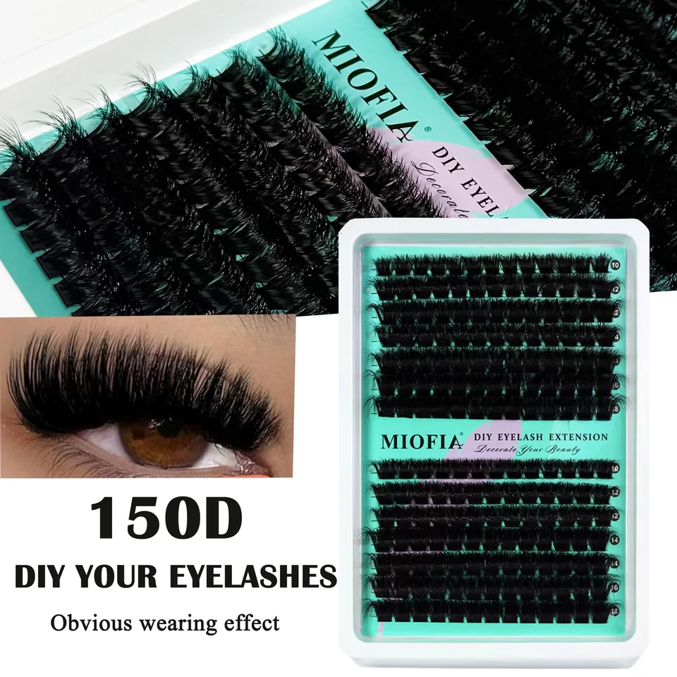 Racimos de pestañas MIOFIA 150D 100D 80D 50D gruesas, bandeja de largos mixtos, extensión DIY natural 3D visón sintético 5