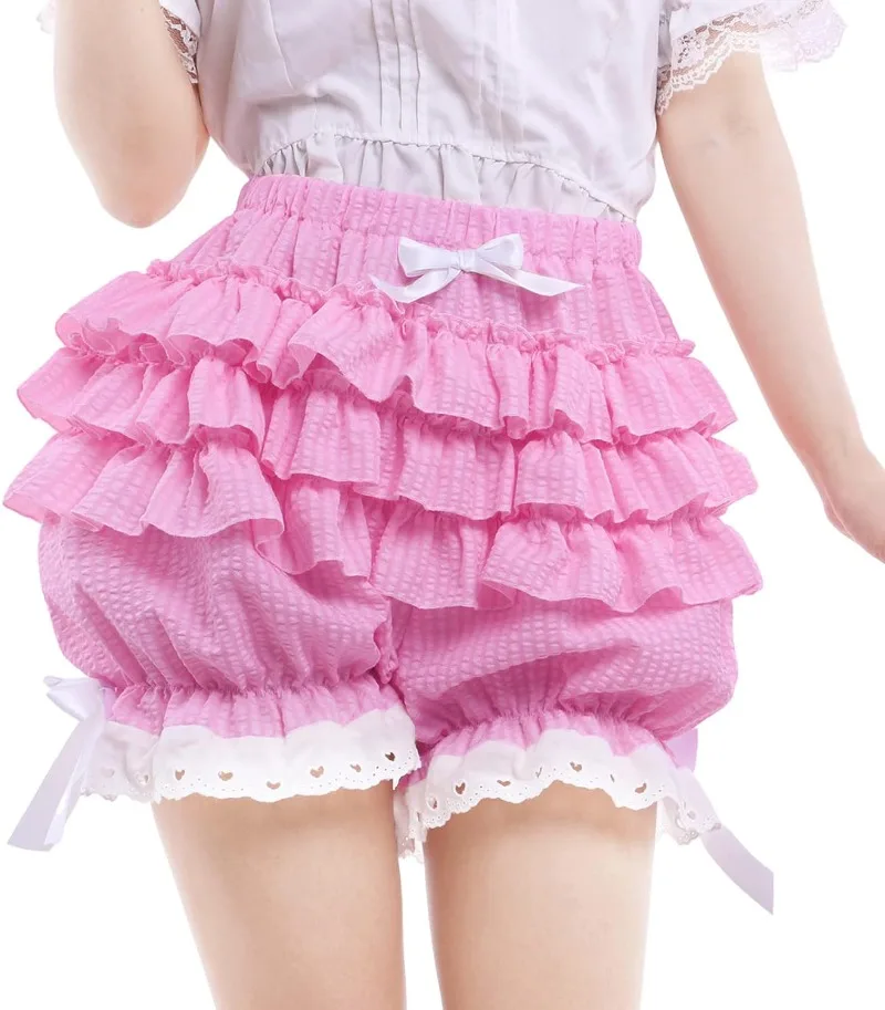 Lolita Pants Cute Strap Bow-Knotted Lace Flowered Shorts Puff Pants for Women's Wear - view 5