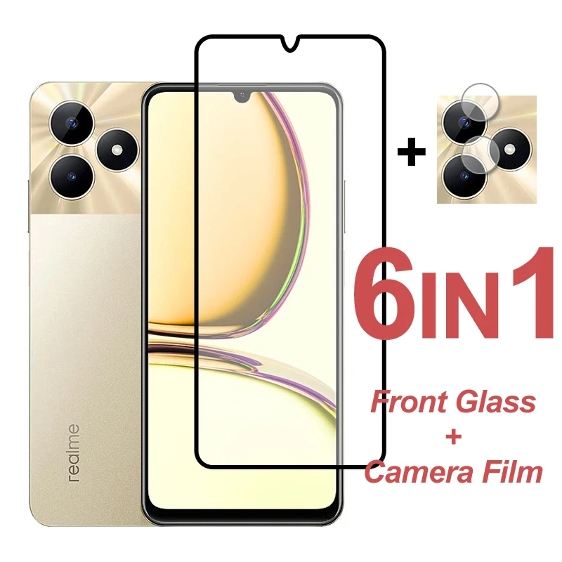 Protective Glass For Realme C51 Screen Protector Full Cover Tempered Glass Realme C51 Phone Camera Lens Film Realme C51 C55 C53