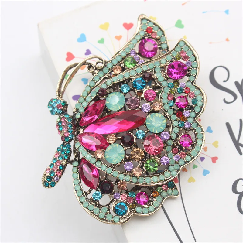 Broche de Borboleta de Luxo Brilhante e Elegante com Strass, Acessório Personalizado