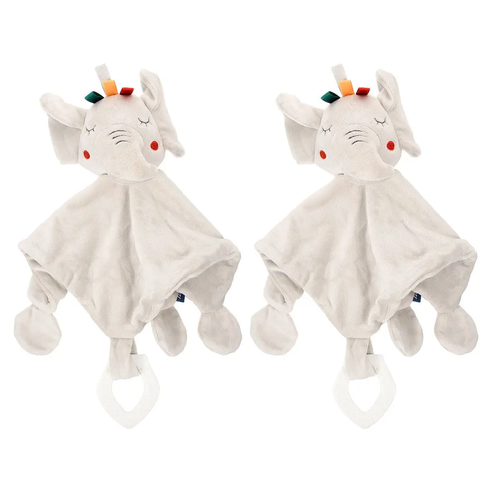 

2 шт., детское успокаивающее защитное одеяло со слоном, уютное успокаивающее хлопковое мягкое одеяло для младенцев, помощь для сна, таблетки для прорезывания зубов для младенцев