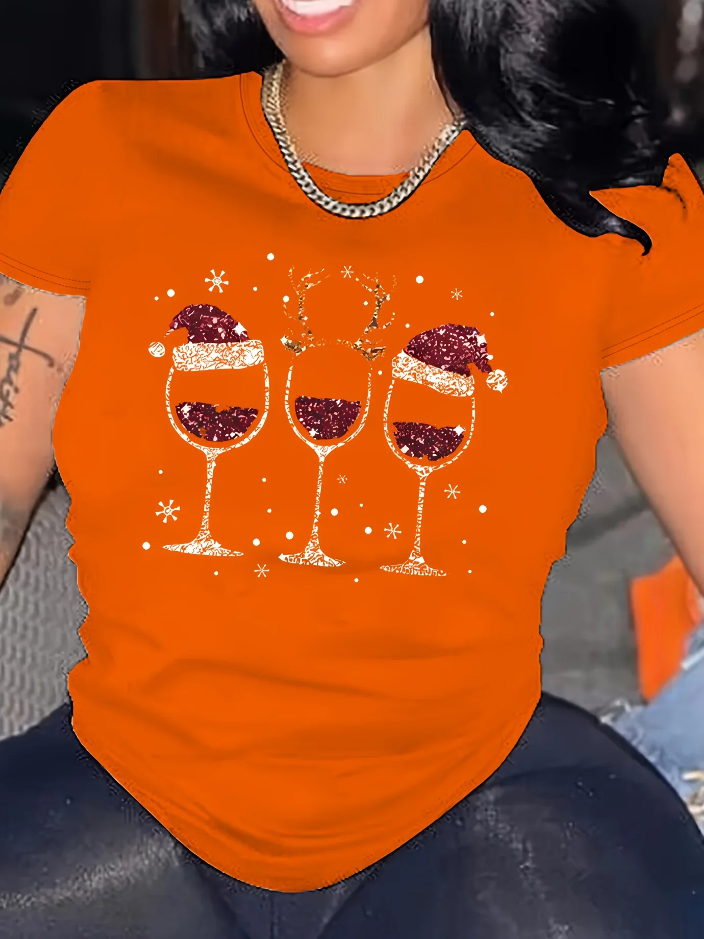 Kaos Natal Ukuran Besar untuk Wanita, Kaos Grafis dengan Tulisan, Kaos Natal untuk Wanita