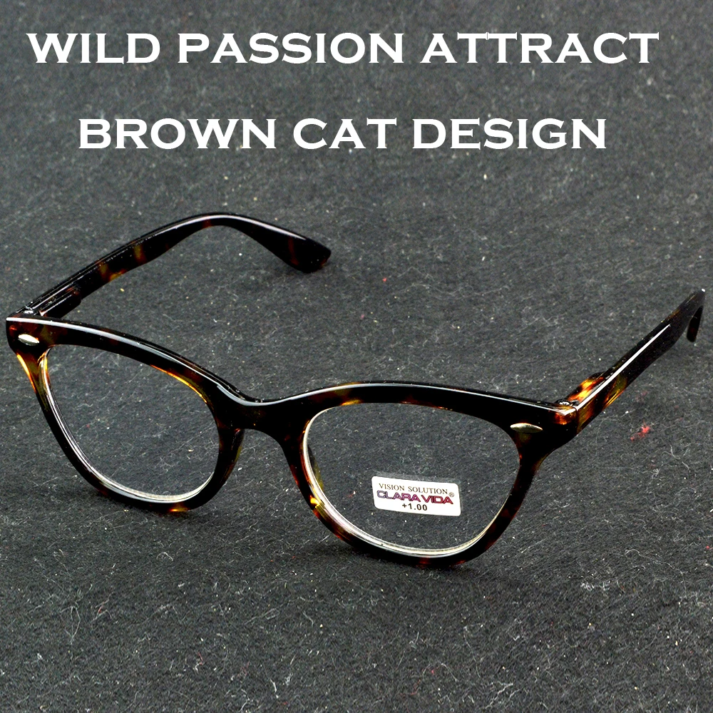Elegant Brown Cat-Eye Reading Spectacles Fashionable Acetate Frame, Anti-Reflective Coating, +0.75 to +4 Available