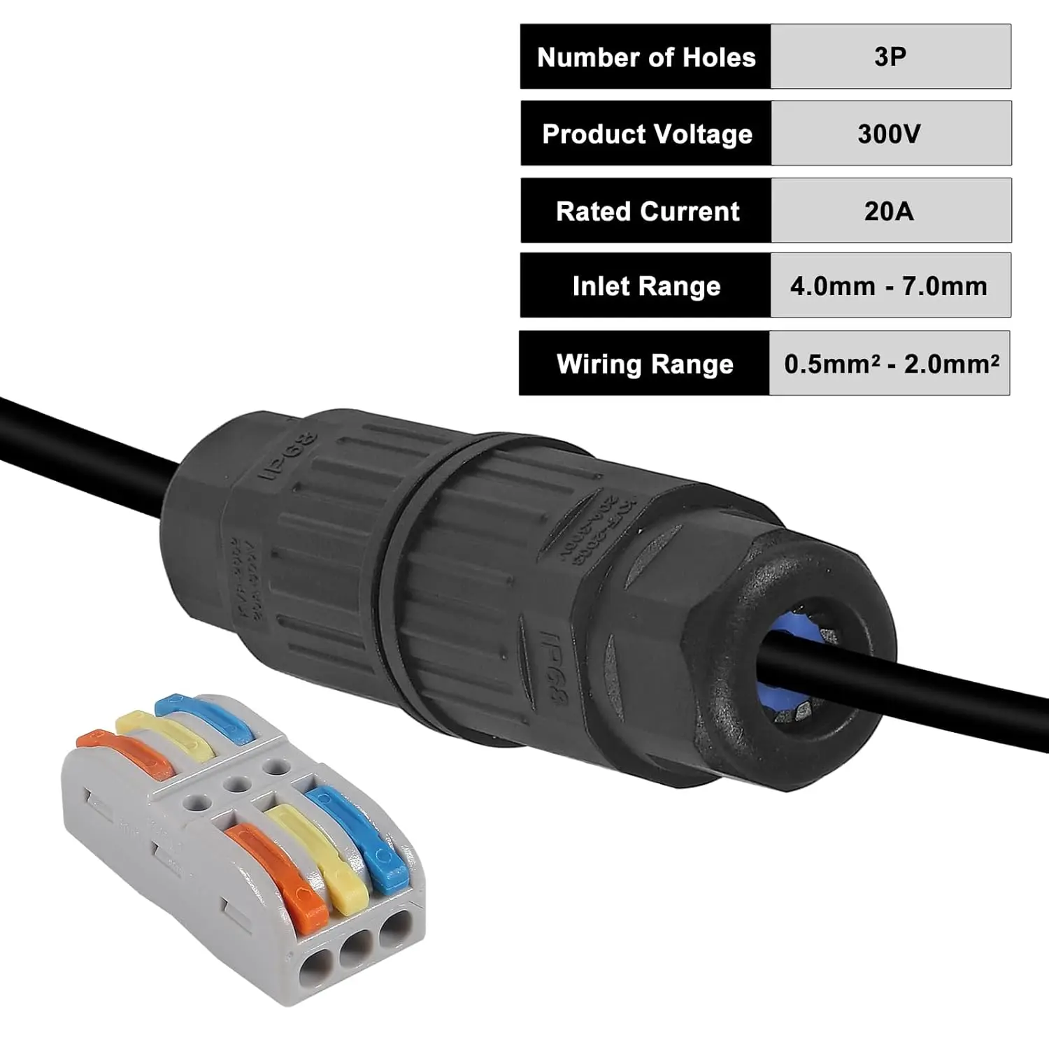 4PCS Waterproof Junction Box Outdoor 3 Way Electrical Cable Connectors Electrical 3 Pin Junction Boxes for AWG 28-12