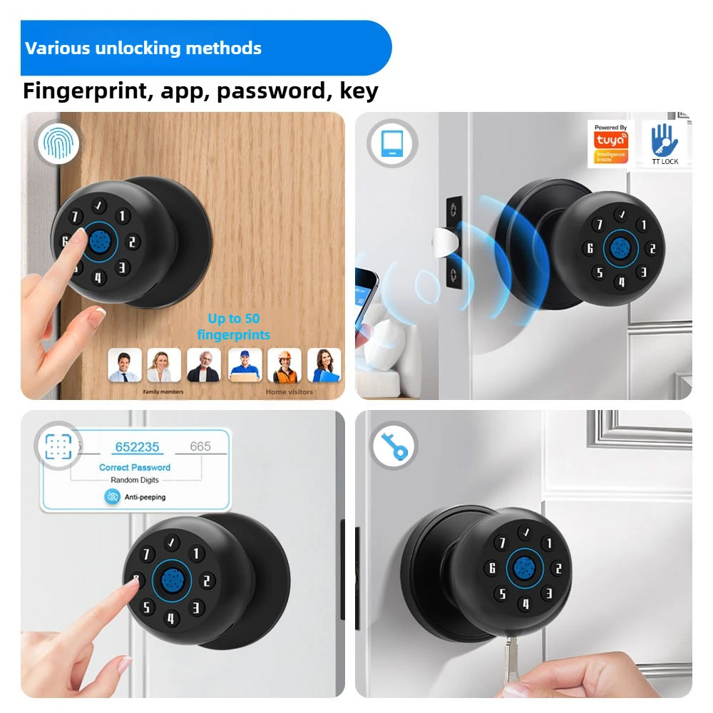 Smart Lock Fingerprint Door Lock App Control Passcode Unlock Electronic Touchscreen Keypad Indoor