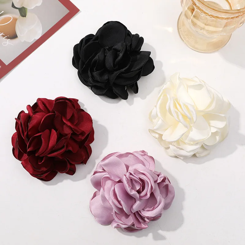 2pcs French romantic cloth burnt edge light gauze rose DIY handmade versatile hair accessories clothing accessories wholesal