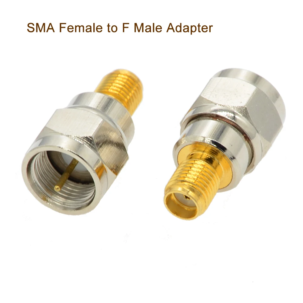 10 PCS/lot SMA Female Jack to F Type Male Plug Straight RF Coaxial Adapter F Connector To SMA Convertor Gold Tone
