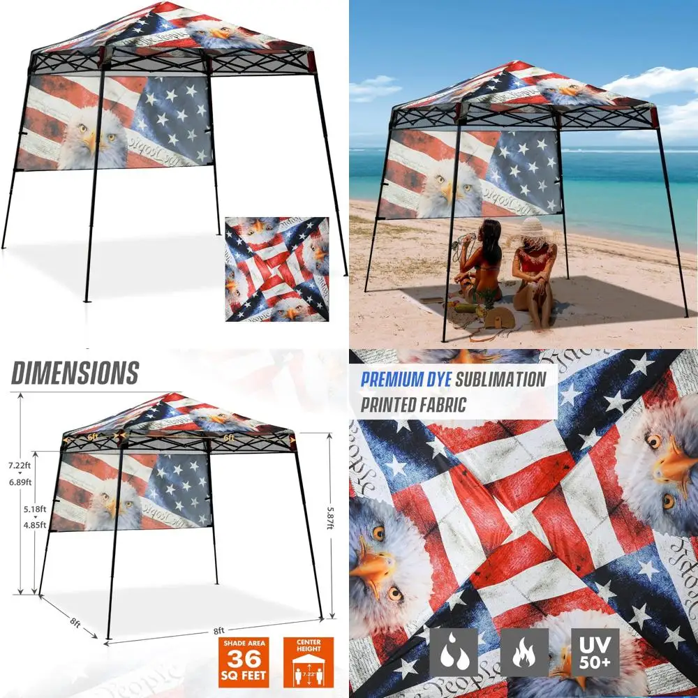 

Portable 8x8 Instant Canopy Tent with Sidewall, Compact Slant Leg Shelter for Beach, Sports, and Camping Outdoor Activities