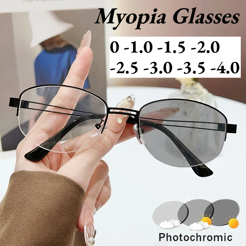 

New Fashionable High-Definition Photochromic Myopia Glasses Versatile Comfort Eyewear Unisex Minus Diopter 0 To -4.0