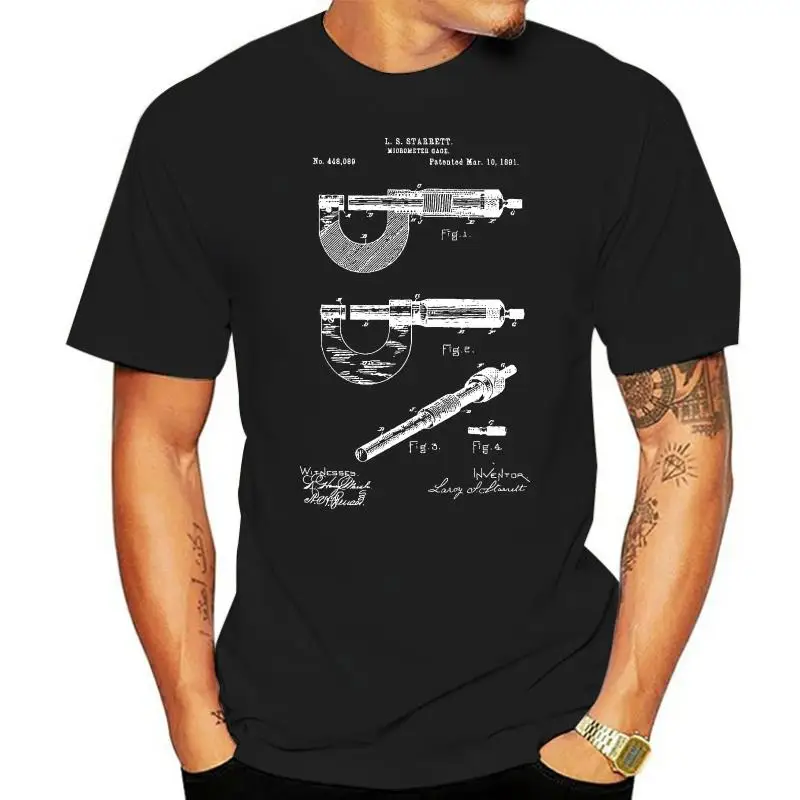 Teacher Engineer Math Science Starrett Micrometer Gage Patent Shirt Mechanical