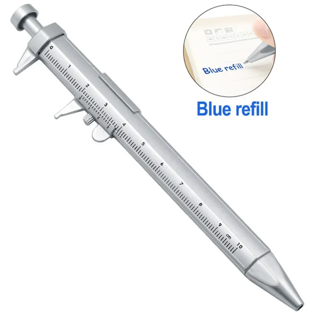 1PC Multifunction Vernier Caliper Roller Ball Pen Gel Ink Pen Stationery Ball-Point Blue/Black Refill Vernier Caliper Tools